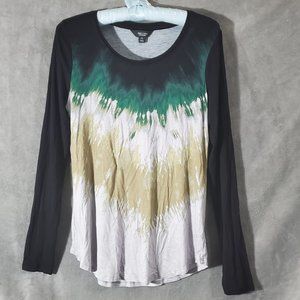 Simply Vera Long Sleeve Tie Dye Look T-Shirt Multi-Colored Size XS